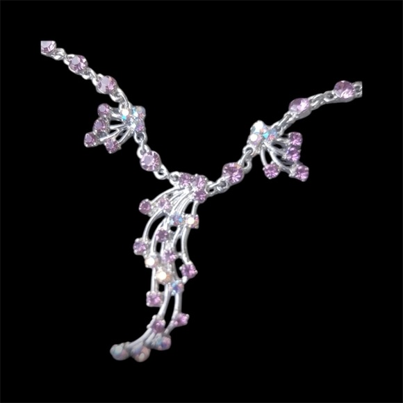 💜 Purple rhinestone tears necklace - Picture 2 of 5